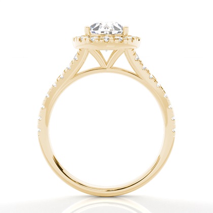 Zinkeneinstellung Seitenstein Halo Verlobungsring