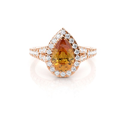 Prong Setting Citrine Side Stone Halo Engagement Ring
