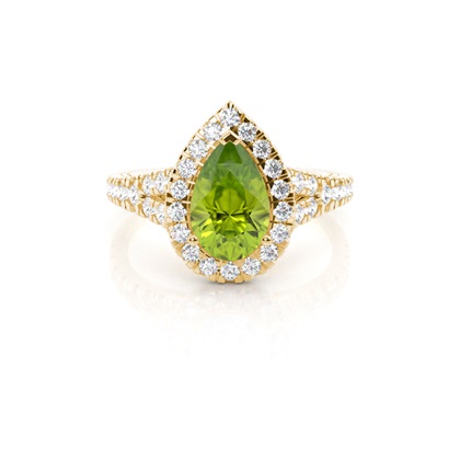 Pear Yellow Gold Gemstone Diamond Rings