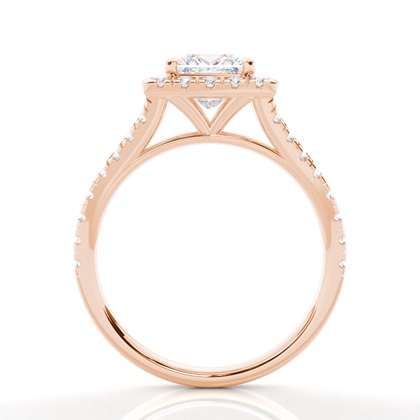 Zinkeneinstellung Seitenstein Halo Verlobungsring