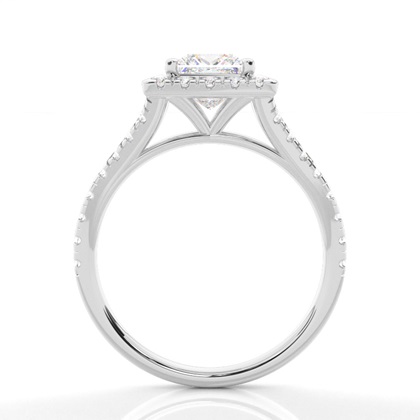 Zinkeneinstellung Seitenstein Halo Verlobungsring