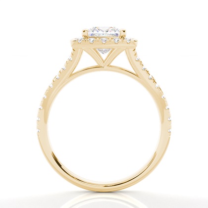 Zinkeneinstellung Seitenstein Halo Verlobungsring