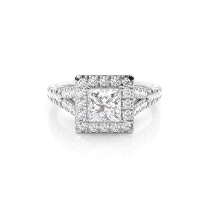 Princess Halo Diamond Engagement Rings