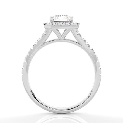 Zinkeneinstellung Seitenstein Halo Verlobungsring