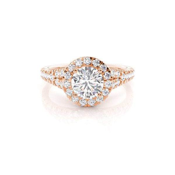 Prong Setting Side Stone Halo Engagement Ring