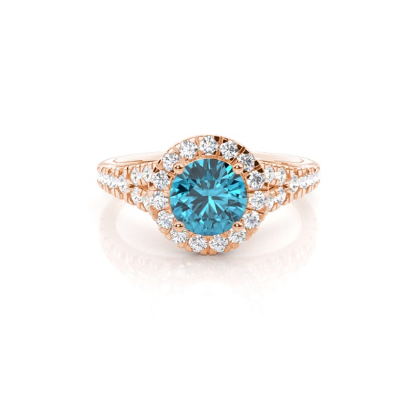 Prong Setting Topaz Side Stone Halo Engagement Ring