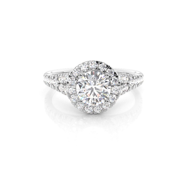 Prong Setting Side Stone Halo Engagement Ring