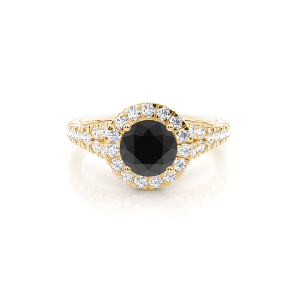 Prong Setting Black Diamond Halo Engagement Ring