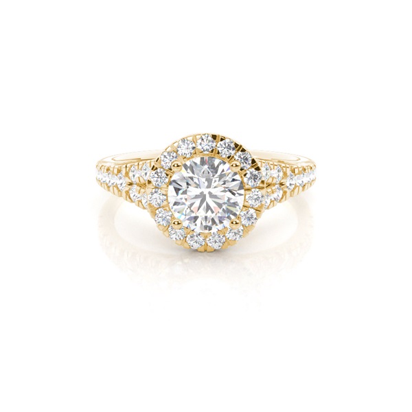 Prong Setting Side Stone Halo Engagement Ring