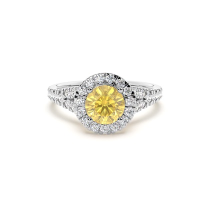 Yellow Diamond Halo Engagement Ring