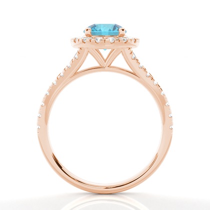 Prong Setting Topaz Side Stone Halo Engagement Ring