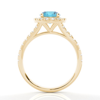 Prong Setting Topaz Side Stone Halo Engagement Ring