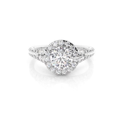 Prong Setting Side Stone Halo Engagement Ring