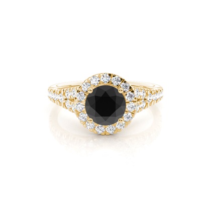 Yellow Gold Black Diamond Engagement Rings