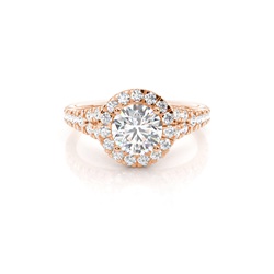 Prong Setting Side Stone Halo Engagement Ring