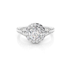 Prong Setting Side Stone Halo Engagement Ring