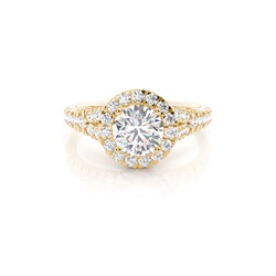 Prong Setting Side Stone Halo Engagement Ring