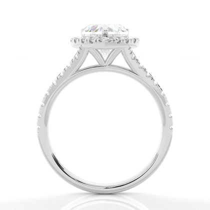 Zinkeneinstellung Seitenstein Halo Verlobungsring