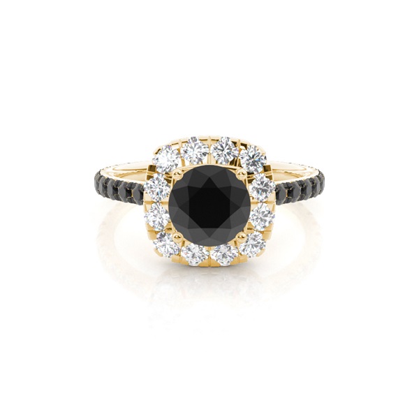 Prong Setting Black Diamond Halo Engagement Ring
