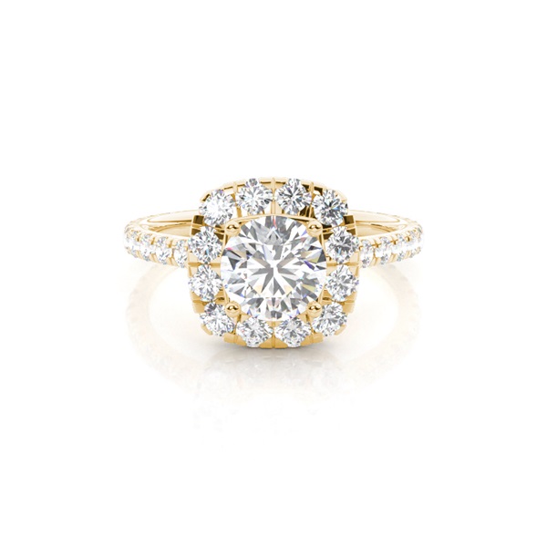 Prong Setting Side Stone Halo Engagement Ring