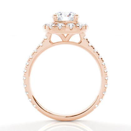 Zinkeneinstellung Seitenstein Halo Verlobungsring