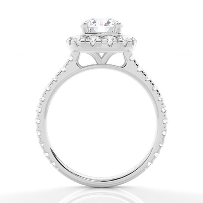 Zinkeneinstellung Seitenstein Halo Verlobungsring