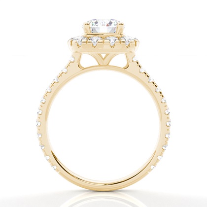 Zinkeneinstellung Seitenstein Halo Verlobungsring