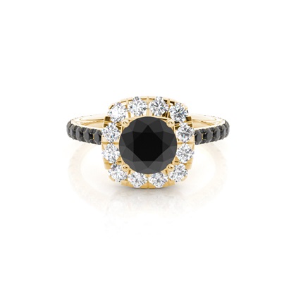 Yellow Gold Black Diamond Engagement Rings