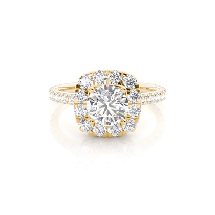 Prong Setting Side Stone Halo Engagement Ring
