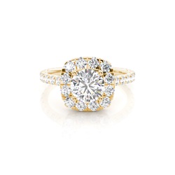 Prong Setting Side Stone Halo Engagement Ring