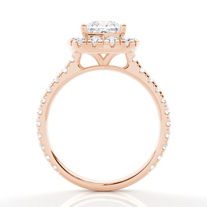 Zinkeneinstellung Seitenstein Halo Verlobungsring