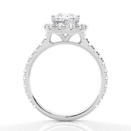 Zinkeneinstellung Seitenstein Halo Verlobungsring