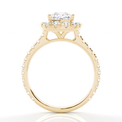 Zinkeneinstellung Seitenstein Halo Verlobungsring