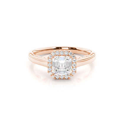 Asscher Rose Gold Halo Diamond Engagement Rings