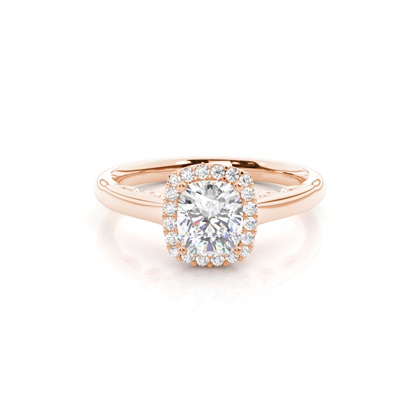 Cushion Rose Gold Halo Diamond Engagement Rings
