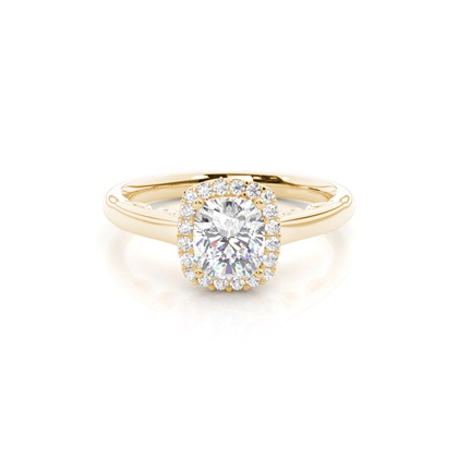 Cushion Yellow Gold Halo Diamond Engagement Rings