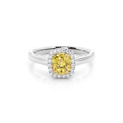 Gele diamanten halo verlovingsring