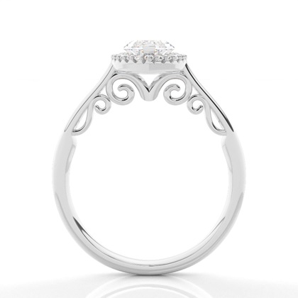 Zinkeneinstellung Seitenstein Halo Verlobungsring