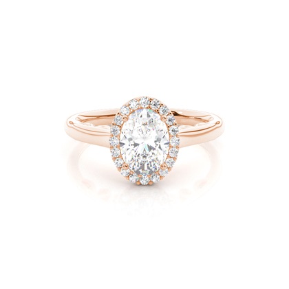Oval Rose Gold Halo Diamond Engagement Rings