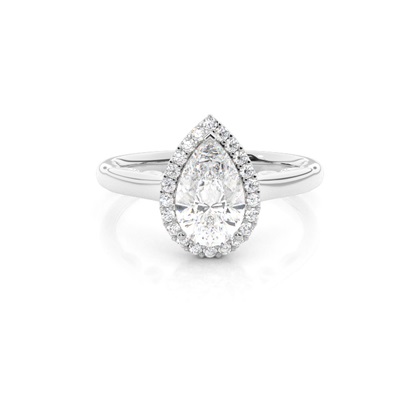 Pear Halo Diamond Engagement Rings