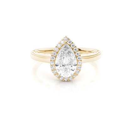 Pear Yellow Gold Halo Diamond Engagement Rings