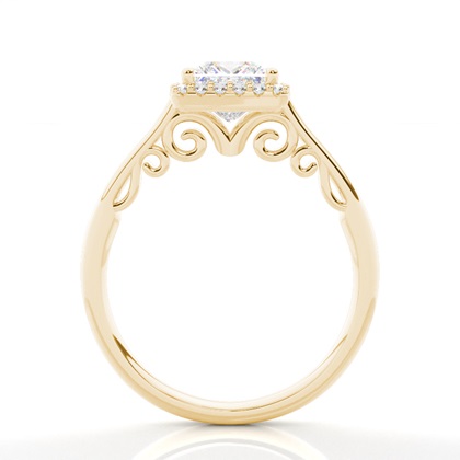 Zinkeneinstellung Seitenstein Halo Verlobungsring