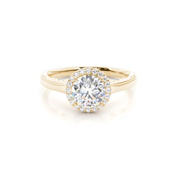 Prong Setting Side Stone Halo Engagement Ring