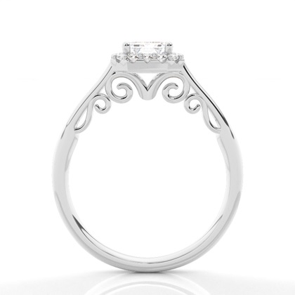 Zinkeneinstellung Seitenstein Halo Verlobungsring