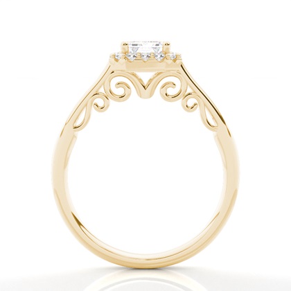 Zinkeneinstellung Seitenstein Halo Verlobungsring