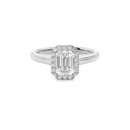 Emerald Halo Diamond Engagement Rings