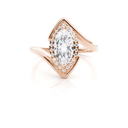 Marquise Rose Gold Halo Diamond Engagement Rings