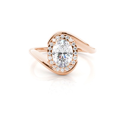 Oval Rose Gold Halo Diamond Engagement Rings