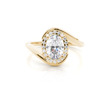 Oval Yellow Gold Halo Diamond Engagement Rings