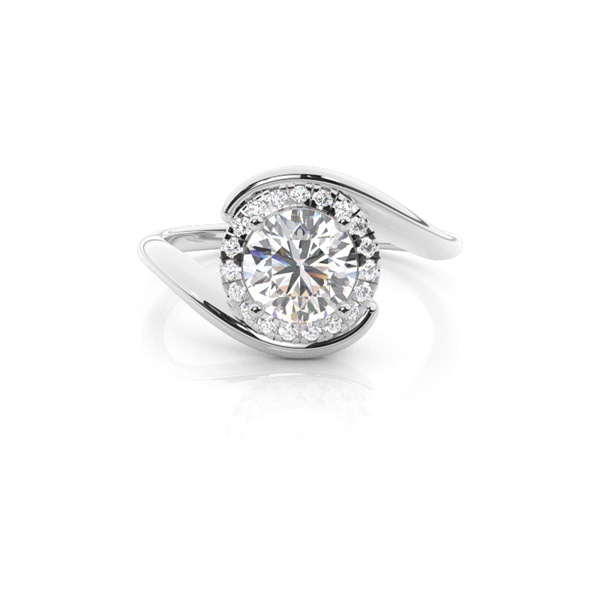 Prong Setting Side Stone Halo Engagement Ring